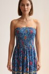 VESTIDO STRAPLESS AZUL ESTAMPADO