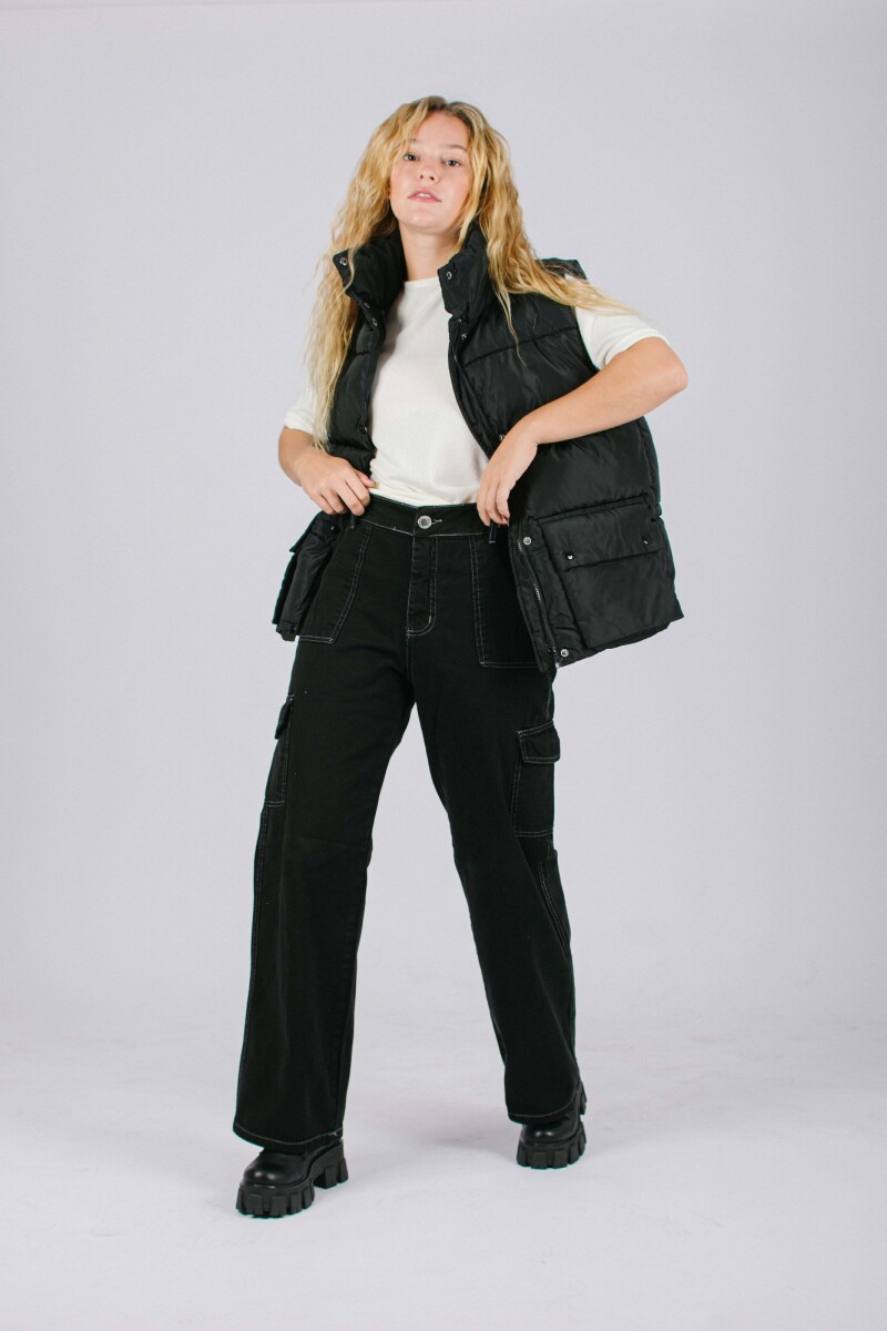 Jean Marine cargo Negro con blanco