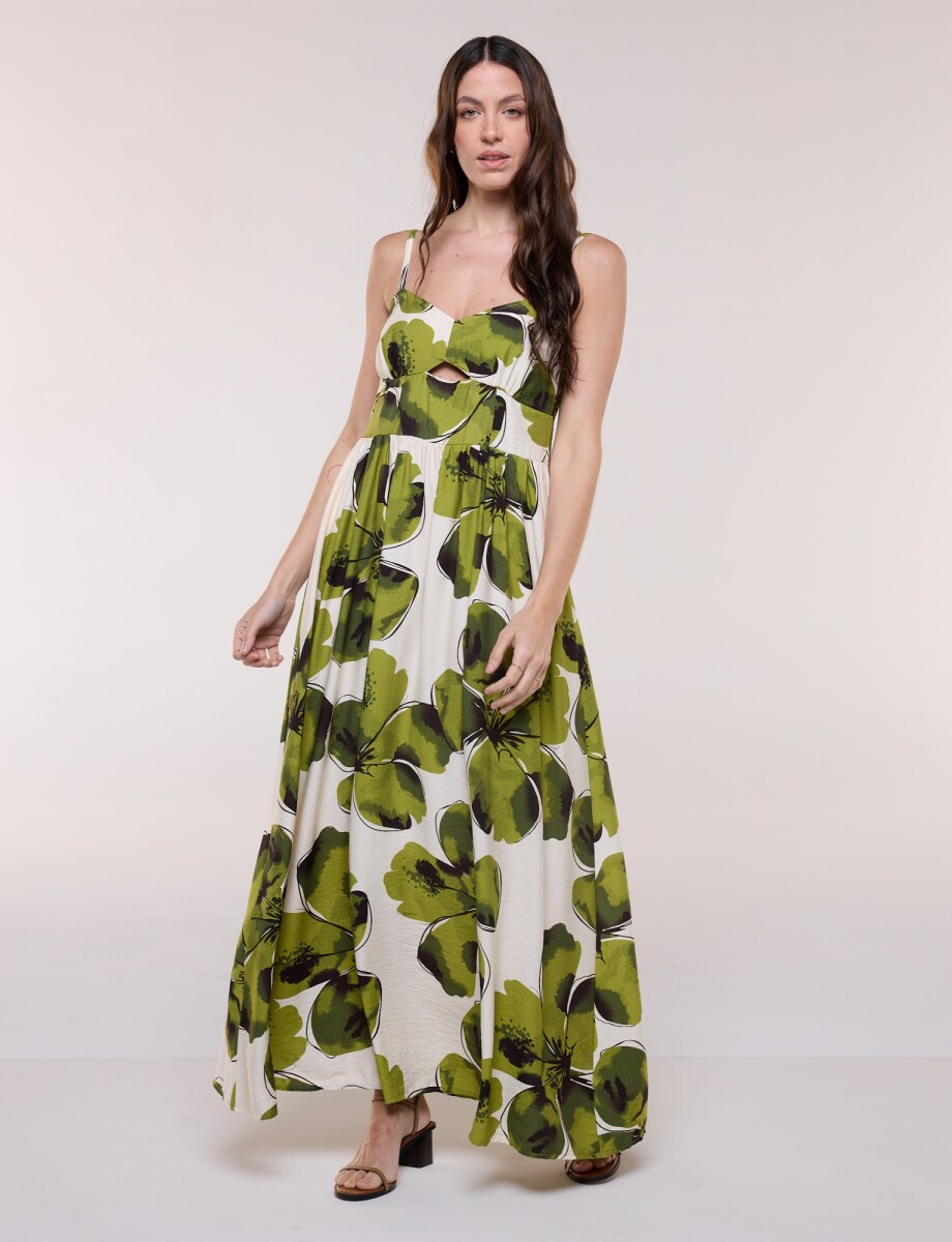 Vestido Maxi Flores - Verde/multi 