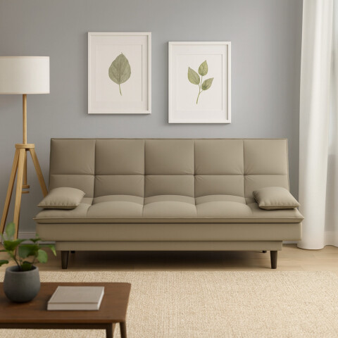 SILLON SOFACAMA LIVERPOOL con asiento reclinable en tela suede con cojines - Capuchino SILLON SOFACAMA LIVERPOOL con asiento reclinable en tela suede con cojines - Capuchino