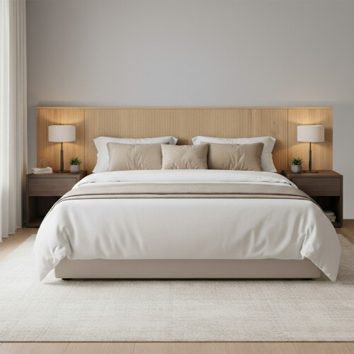 Respaldo 2 plazas continuo con mesa de luz Chloe - Moderna Hanover