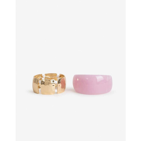 Set De Pulseras Metal Y Resina Rosa Claro