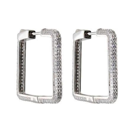 Par de aros de plata 925 rodinada y circonias. Par de aros de plata 925 rodinada y circonias.