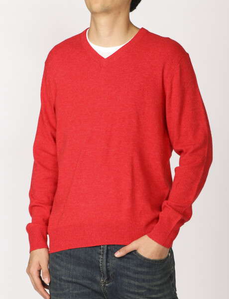 470318 SWEATER V HARRINGTON LABEL Rojo