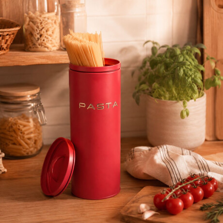 Tarro de pasta de metal con tapa Rojo con Dorado 11x29cm Tarro de pasta de metal con tapa Rojo con Dorado 11x29cm