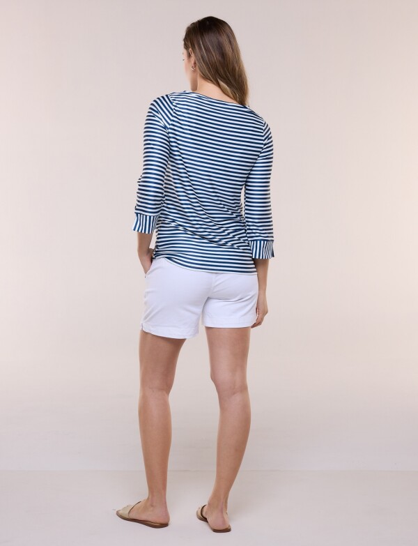 Remera De Playa Upf 50 Lineas AZUL/BLANCO