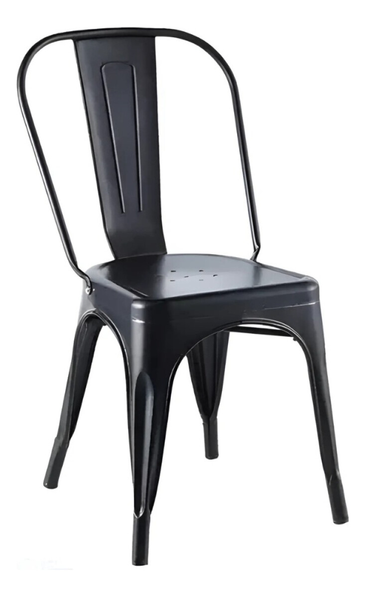 Silla Tolix Reforzada Interior/exterior Metalica Comedor - Negro 