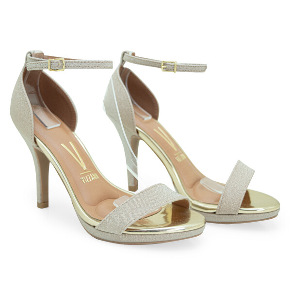 Zapatos Taco Alto Vizzano Gliter de Mujer -6210.655-26594 Dorado