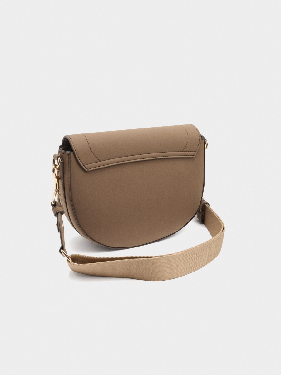 Bolso Bandolera Ovalado Con Solapa camel