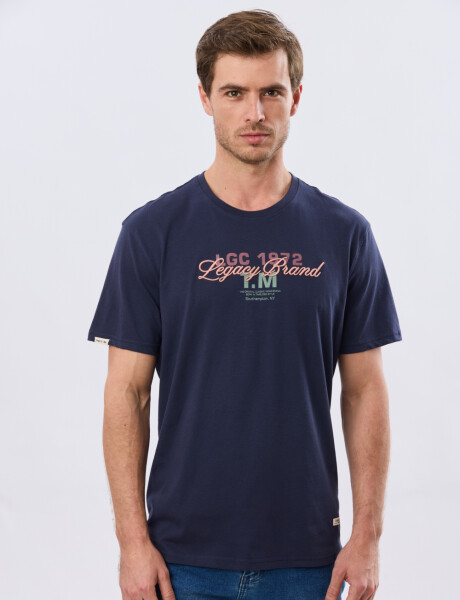 REMERA ESTAMPADA DE ALGODÓN Azul