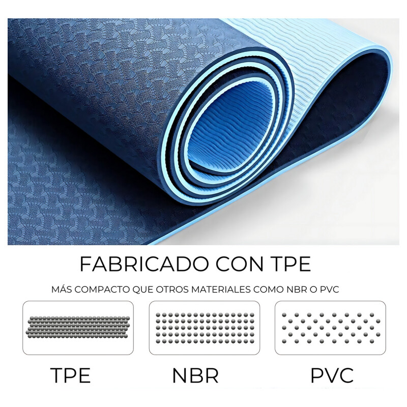 Mat Yoga Colchoneta 6mm Bolso Bosco Correa Azul