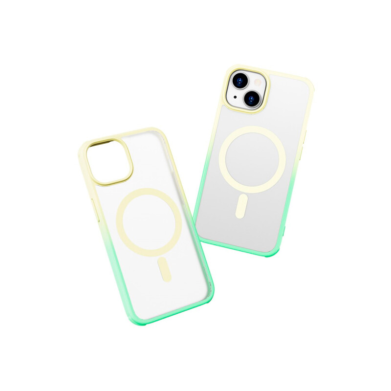 Protector para iPhone 13/14 borde degrade verde/amarillo Protector Para Iphone 13/14 Borde Degrade Verde/amarillo