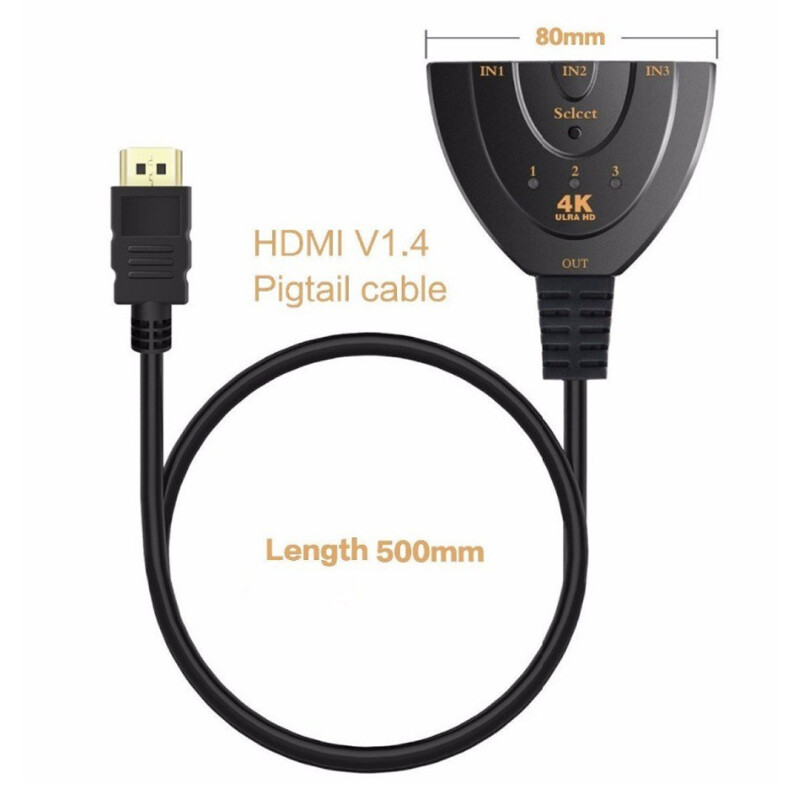 Switch HDMI Full HD 1080p Cableado de 3 Puertos Switch HDMI Full HD 1080p Cableado de 3 Puertos
