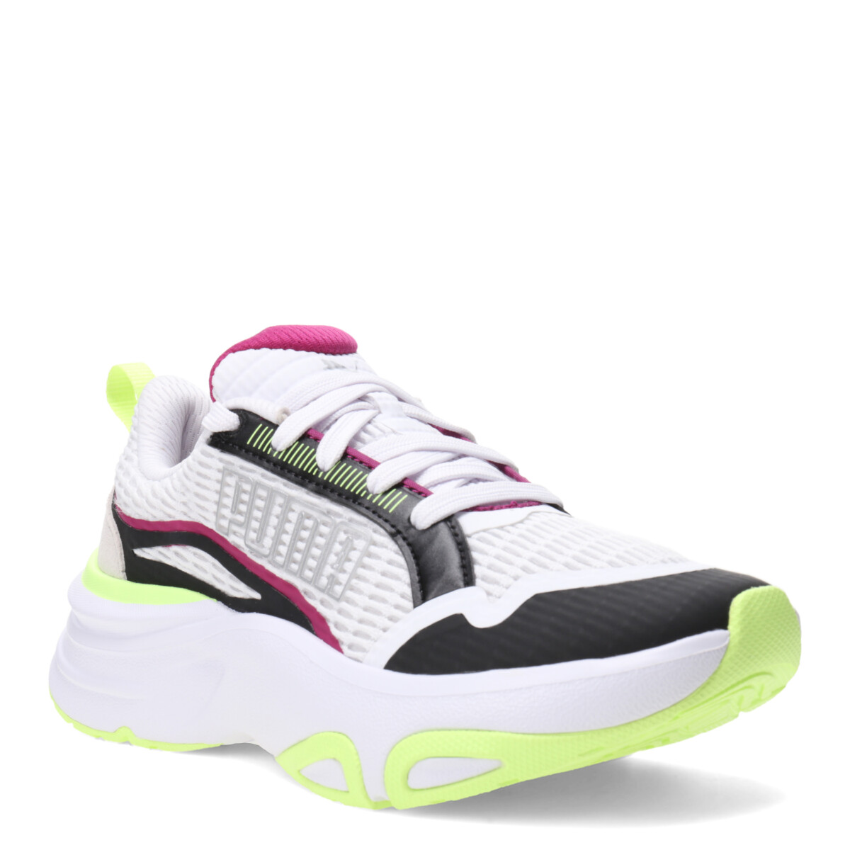 Championes de Mujer Puma Softride Divine Running - Blanco - Negro - Fluor 