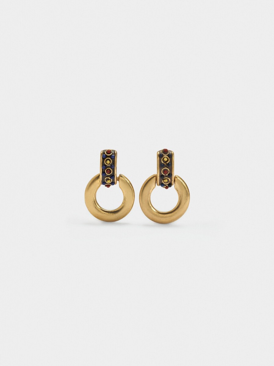 Pendientes Étnicos De Aro - multicolor 