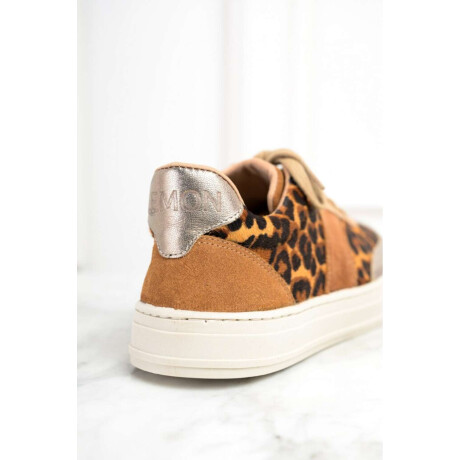Zapatilla Cuero Animal Print Marron