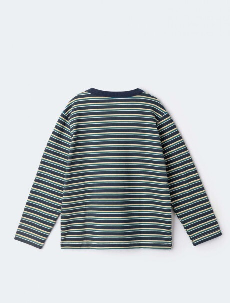 CAMISETA ESTAMPADA DE MANGA LARGA AZUL