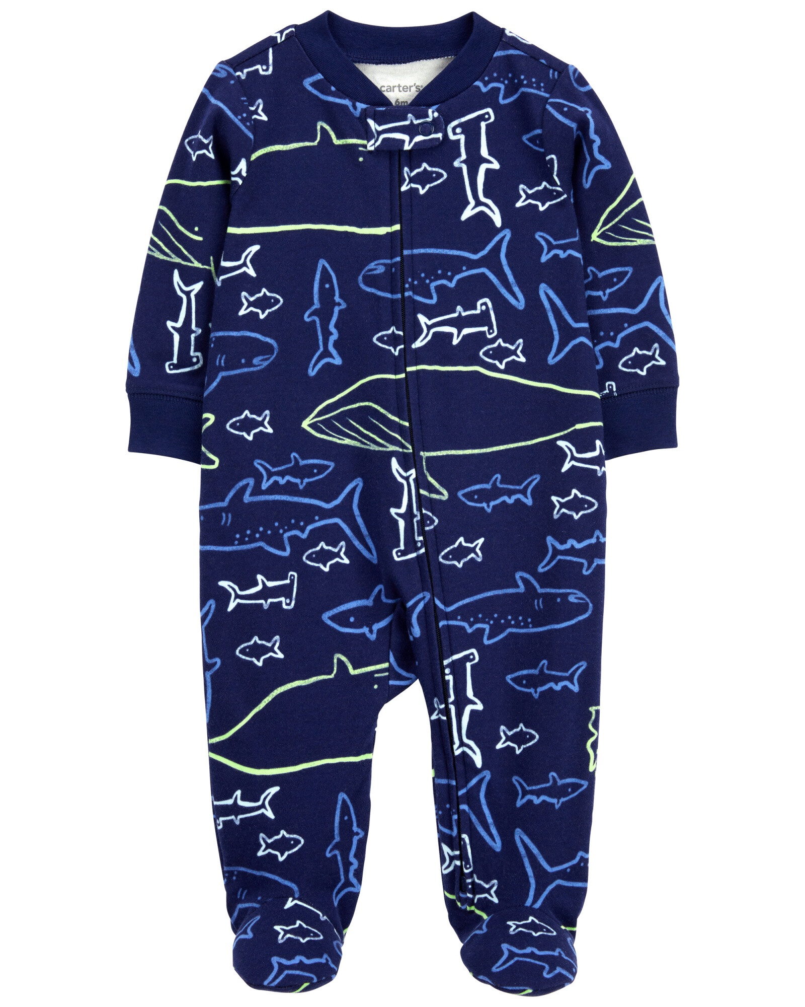Pijama una pieza de algodón, con pie, diseño ballenas Pijama una pieza de algodón, con pie, diseño ballenas