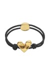 PULSERA DE HILO ELÁSTICO NEGRO CON CORAZÓN BAÑADO EN ORO 18K Pulsera
