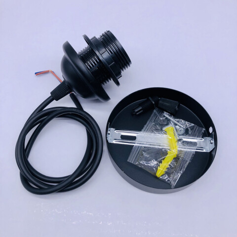 Porta lampara con cable colgante E27 negro Porta lampara con cable colgante E27 negro