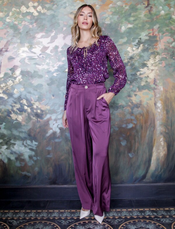 Pantalon Saten Wide BORDEAUX