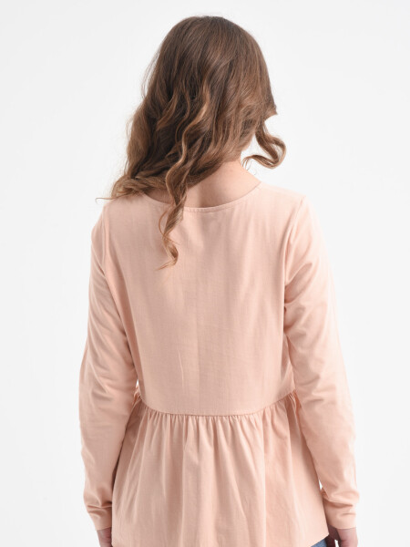 Camiseta manga larga peplum Beige