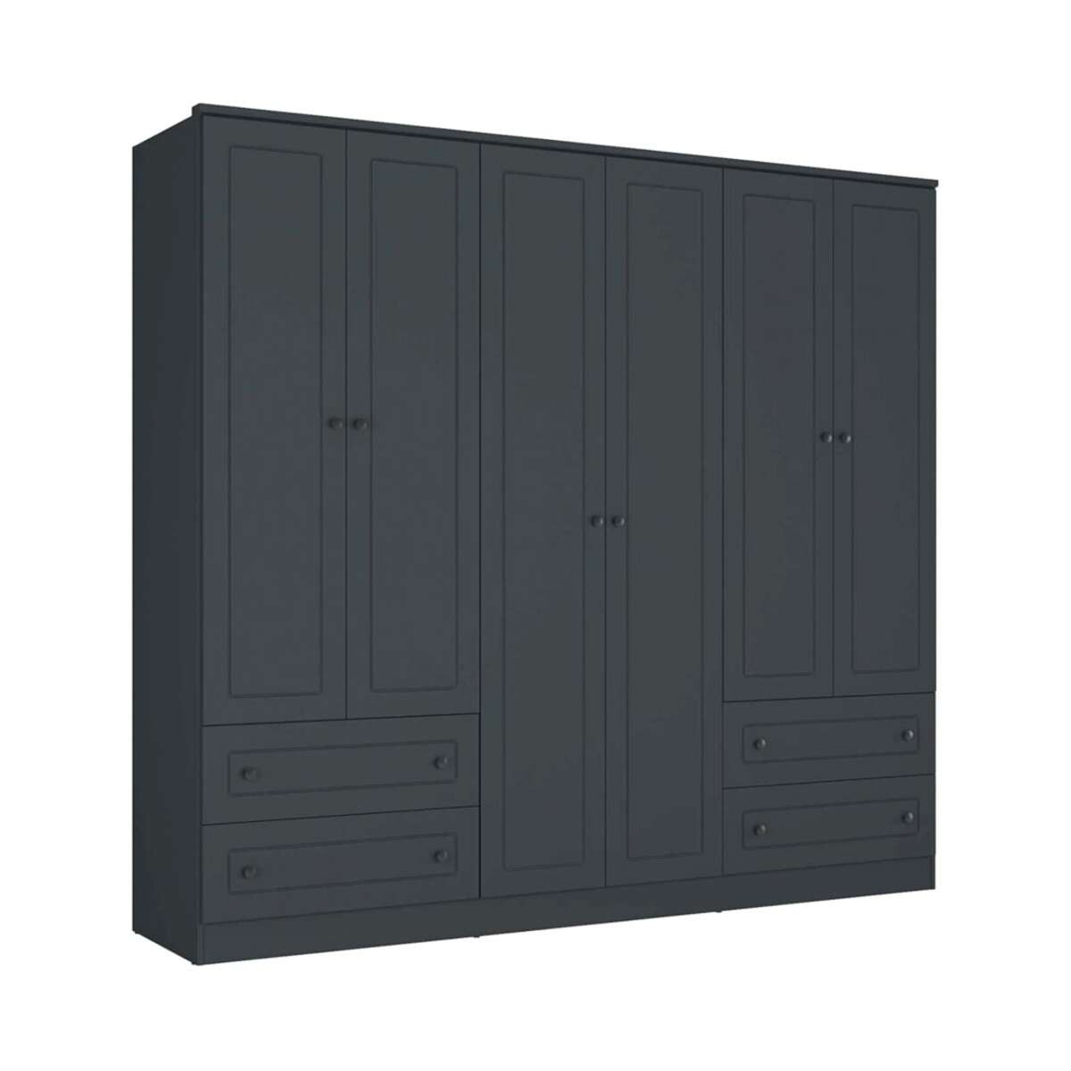 Ropero Americana PLUS 6 puertas 4 cajones 100% MDF - Gris 