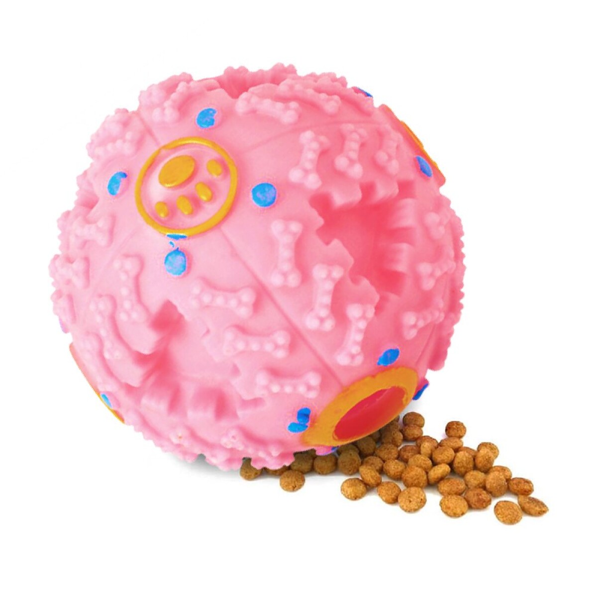 Pelota Perro Dispensadora Alimento Con Sonido Juguete Maciza - Color Variante Rosa 