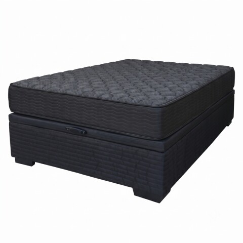Sommier Baúl Plaza Y Media Negro con Colchón Linde Zafiro 110x190 Firme Sommier Baúl Plaza Y Media Negro con Colchón Linde Zafiro 110x190 Firme