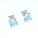 Caravanas oro 18k blanco , topacio azul y brillantes Caravanas oro 18k blanco , topacio azul y brillantes