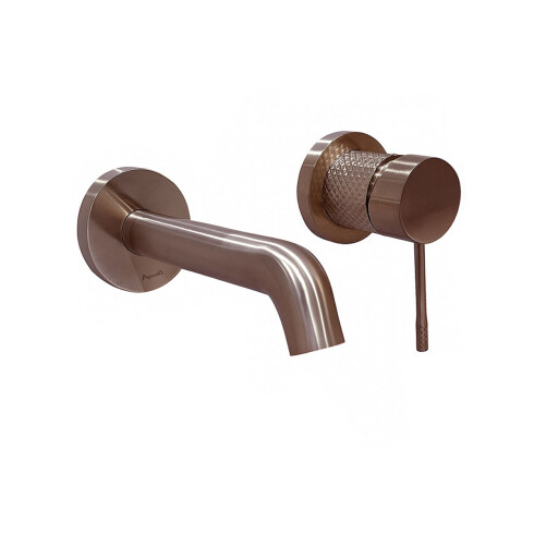 Griferia Lavatorio Pared Cuerpo Labrado En Bronce Cepillado - Serie Signature BRONCE-ROSE GOLD