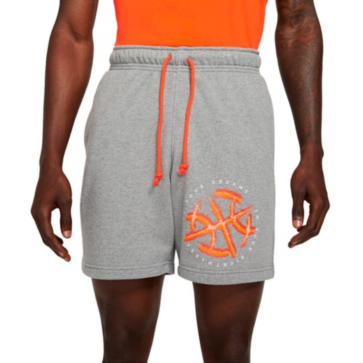 Short NIKE M J SPRT DNA HBR FLC SHORT CARBON HEATHER - Gris Claro-naranja 