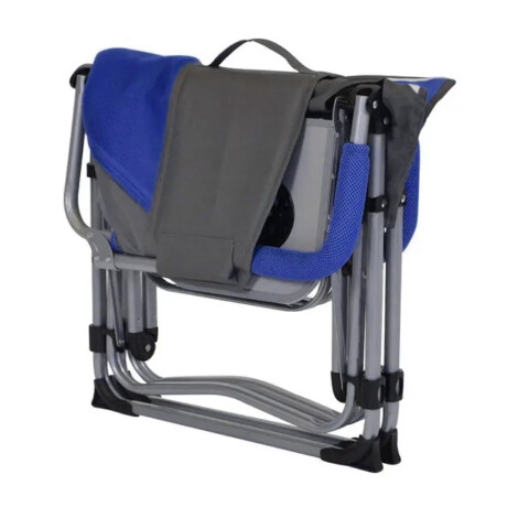 Silla Director Plegable Portable Acero c/ Mesa Playa Camping Azul