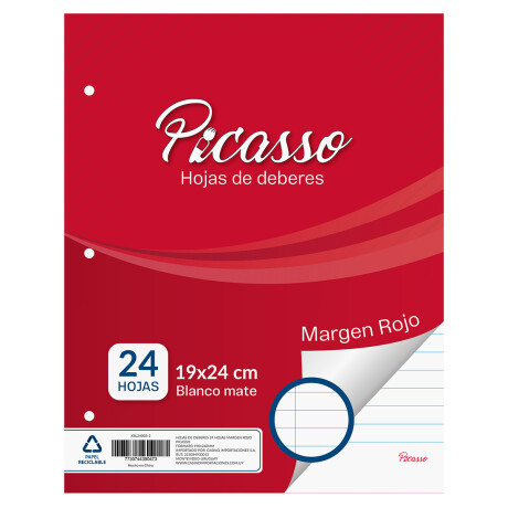 Hojas de deberes x24 Picasso Margen Rojo Hojas de deberes x24 Picasso Margen Rojo