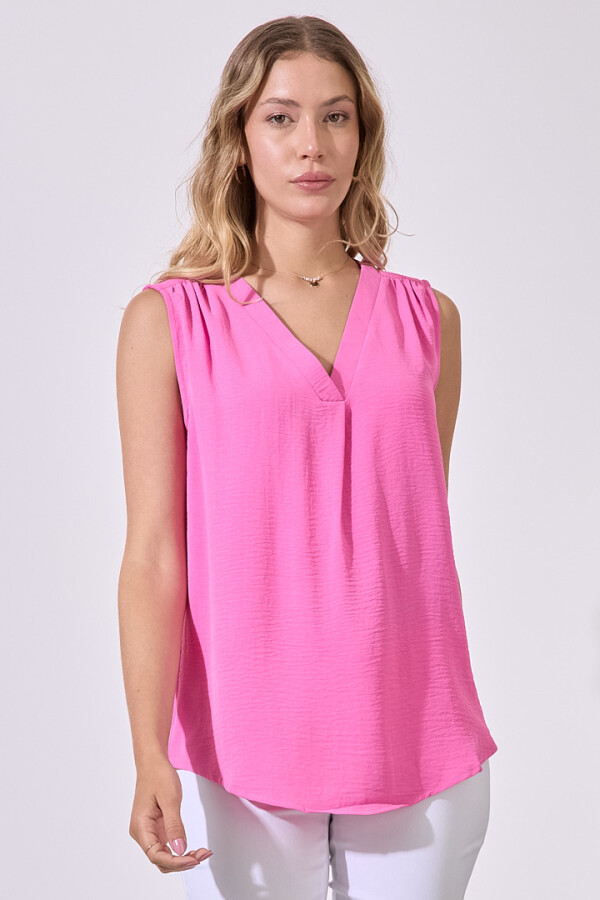 Blusa Escote V FUCSIA