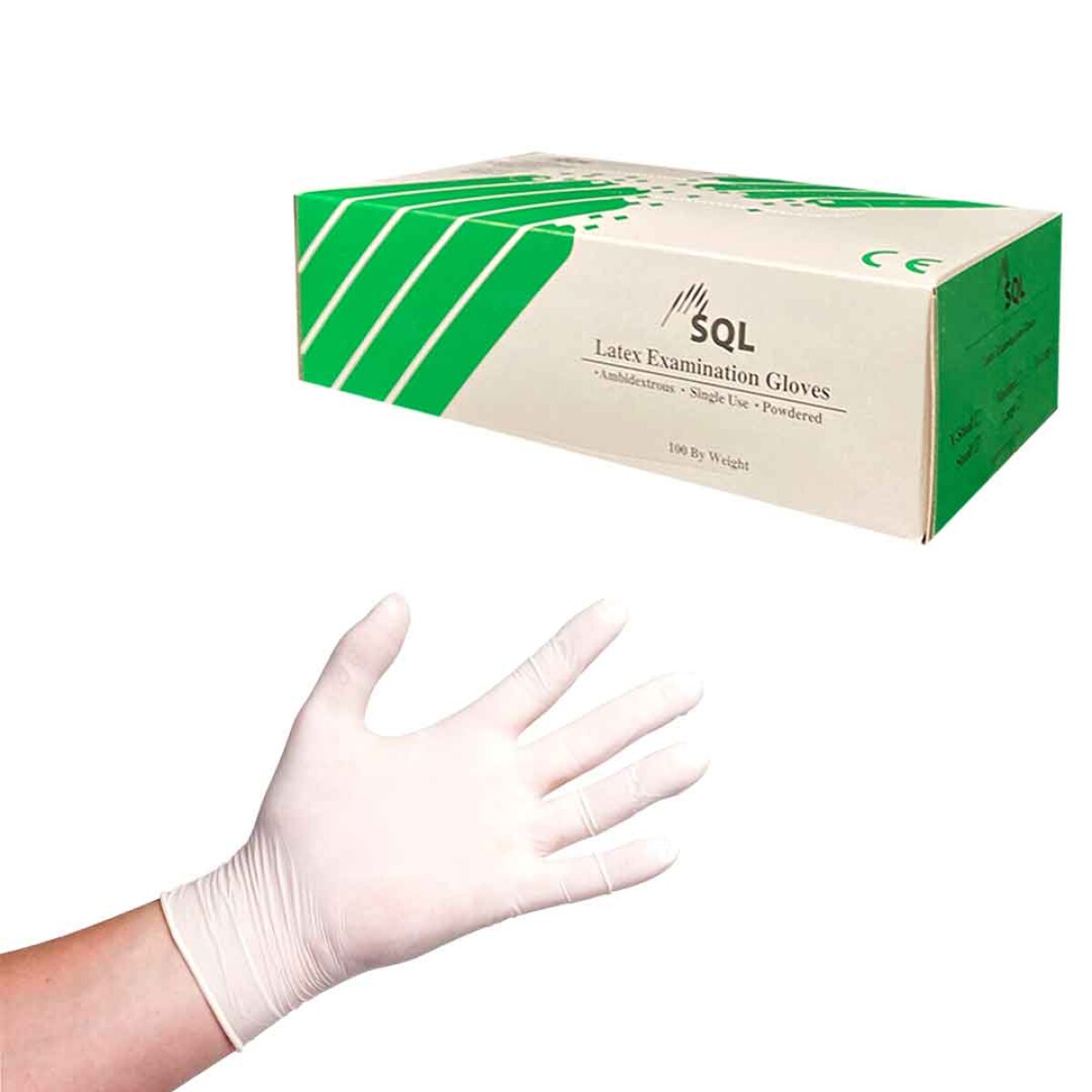 Caja de Guantes de Látex Descartables X100 Talle L - BLANCO 