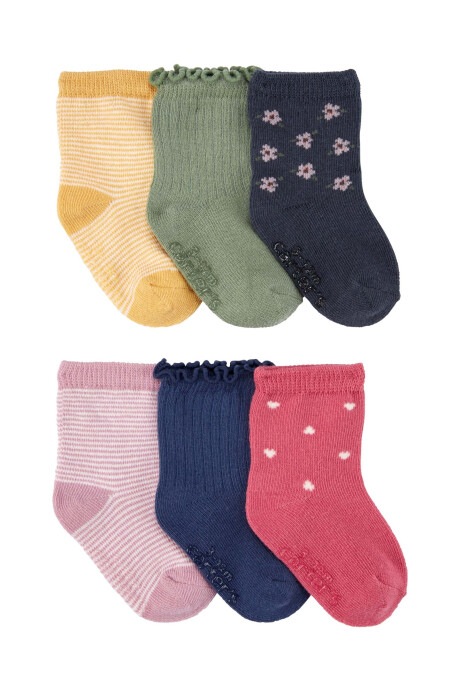 Pack seis pares de medias de algodón, antideslizantes Sin color