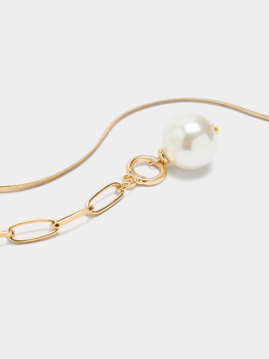 Set De Collares Cortos Con Colgante De Perla blanco