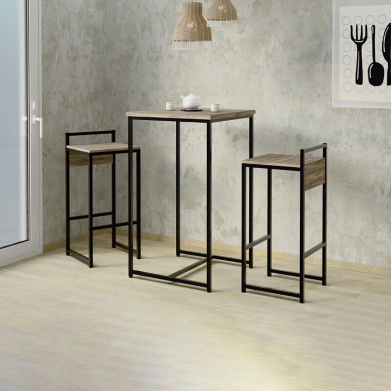 Mesa alta de hierro y madera Mesa alta de hierro y madera