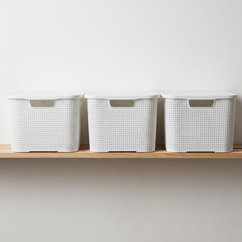 Set x3 Caja ratán 20 lts BLANCO