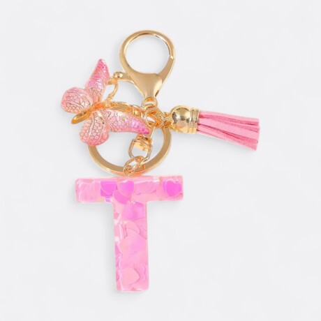 Llavero de letras T rosa