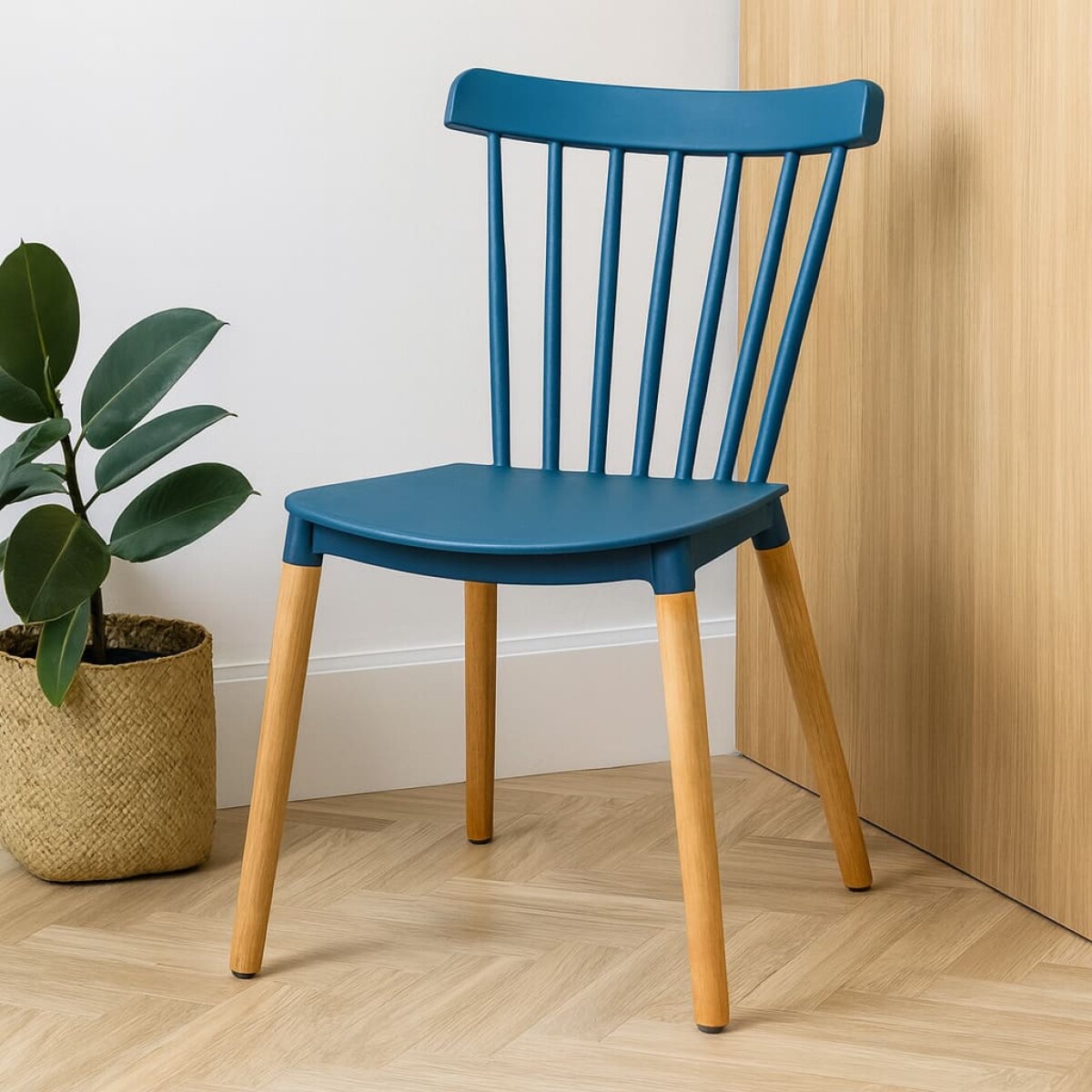 Silla Diseño Windsor con Patas de Madera para Comedor y Jardín - Azul 