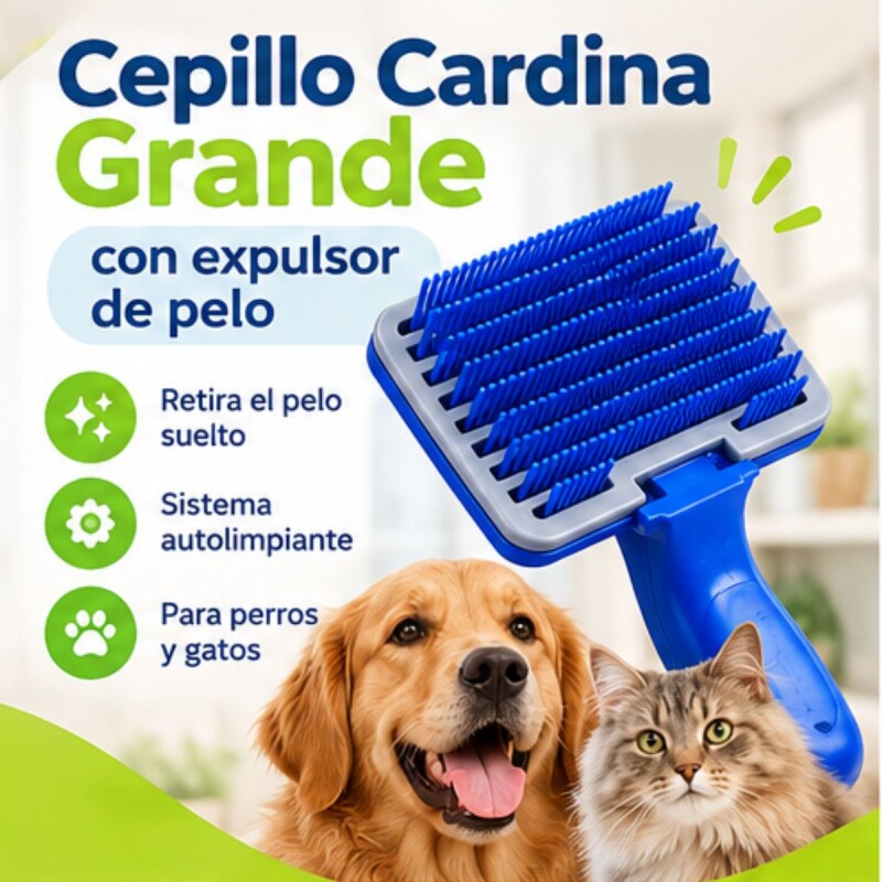 PEINE CEPILLO CARDINA CON EXPULSOR DE PELOS GRANDE PARA PERROS Y GATOS PEINE CEPILLO CARDINA CON EXPULSOR DE PELOS GRANDE PARA PERROS Y GATOS