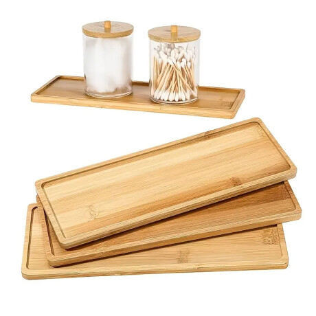 Bandeja de Bambú Rectangular para Servir 28x18x1.5Cm Natural Natural