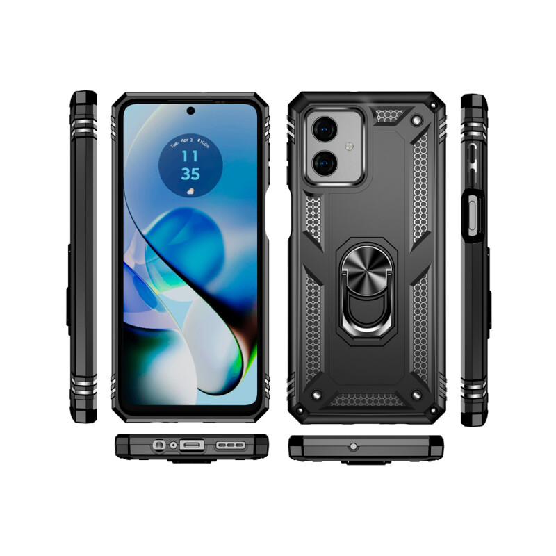 Protector rígido Motorola Moto G54 con anillo color negro Protector Rígido Motorola Moto G54 Con Anillo Color Negro