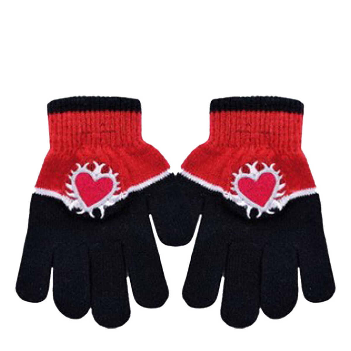 Guantes Infantiles Footy Corazón - Negro - Rojo 