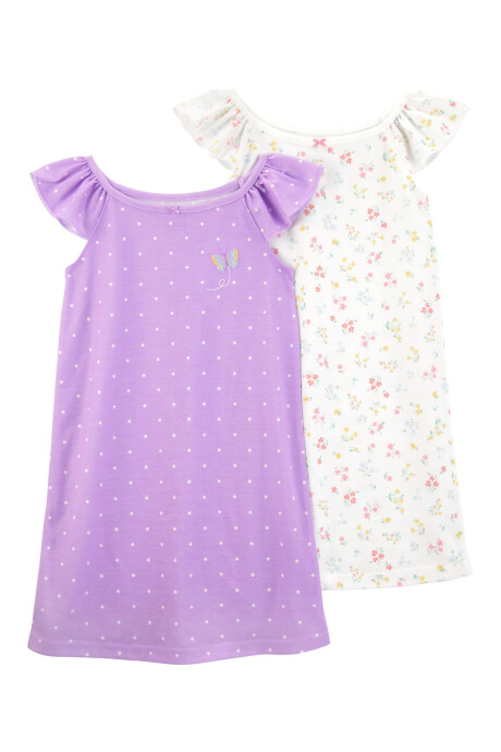 Pack dos camisones de jersey, diseño mariposas Sin color