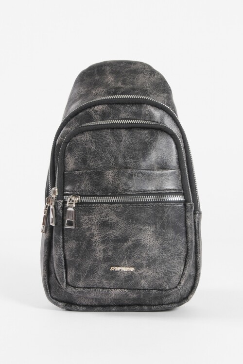 Riñonera cruzada cracked negro