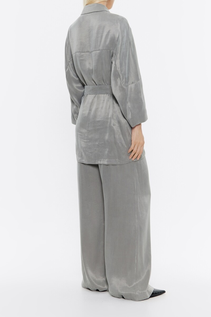 CHAQUETA FLUIDA CRUZADA Gris