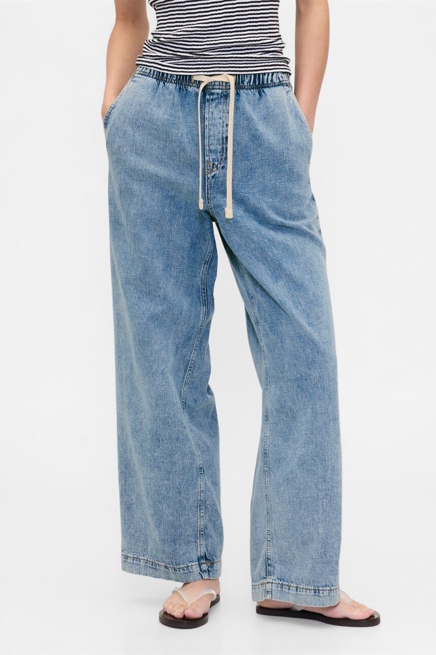Jean Pull On Wide Leg Mujer Light Wash